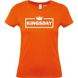 Dames T-shirt Kingsday Blok | Koningsdag kleding | oranje shirt | Oranje | maat S